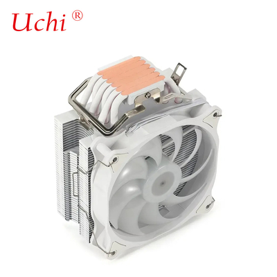 Putih 6 Pipe Computer Cpu Cooler Dual Fan RGB Heat Sink PC Komputer