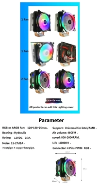 Kompatibilitas kuat komputer tujuan umum pendingin ARGB CPU pendingin udara aluminium CPU