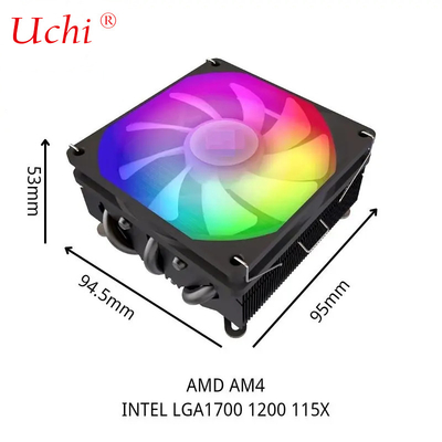 Heatpipe Radiator I3 I5 I7 I9 Lga775 1150 1151 1155 1156 1700 1366 2011 AMD AM4 AM5 Universal Horizontal CPU Cooler Fan Hitam