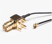 S-MA Wanita Jack Ekstensi Sudut Kanan Koaksial PCB Mount Untuk UFL UFL Konektor 1.13 Pigtail Kabel