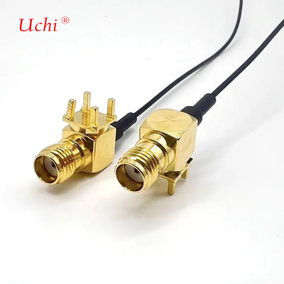 S-MA Wanita Jack Ekstensi Sudut Kanan Koaksial PCB Mount Untuk UFL UFL Konektor 1.13 Pigtail Kabel