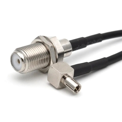 CRC9JW/FK Kabel Sambungan Koaksial Frekuensi Tinggi RG174 CRC9 Pria Bent F Wanita 15CM Kabel RF Semua Tembaga