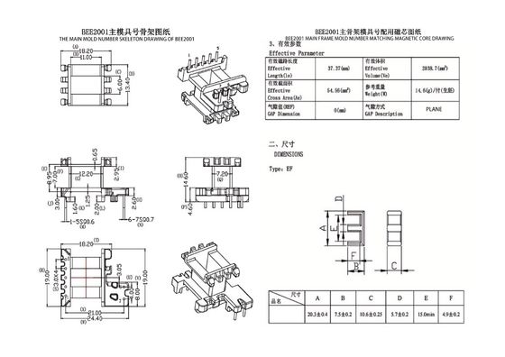 BEE2001 EE20 Layanan Transformator Distribusi Daya Vertikal 5+2PIN
