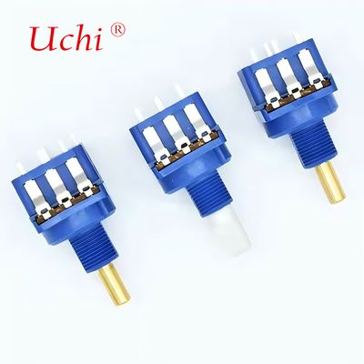 WH116AK Potensiometer Peredup Putar Poros Tembaga Padat Dengan Sakelar Tombol Tekan 10A