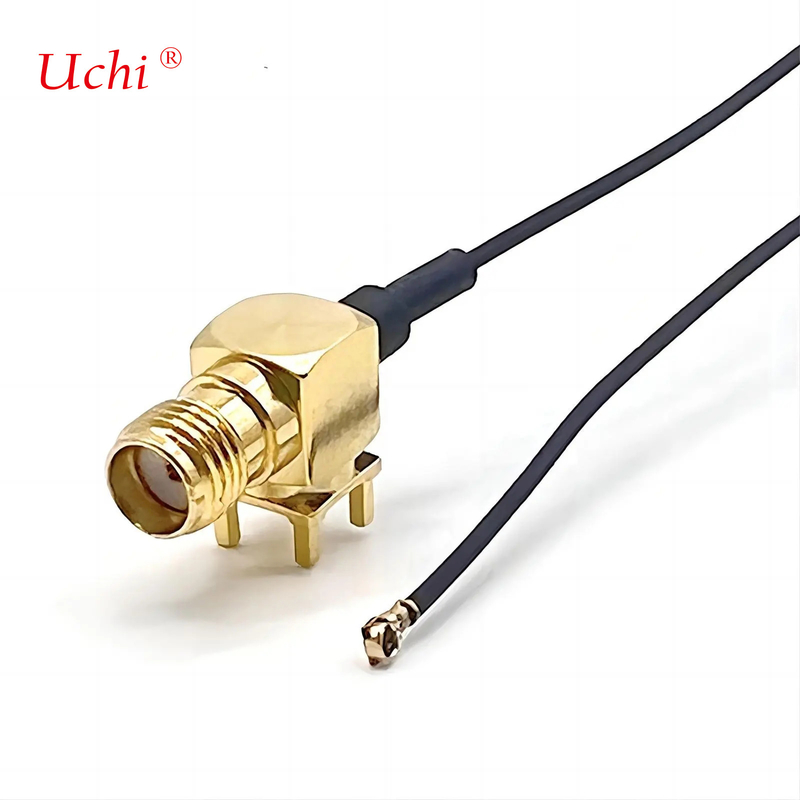 S-MA Wanita Jack Ekstensi Sudut Kanan Koaksial PCB Mount Untuk UFL UFL Konektor 1.13 Pigtail Kabel
