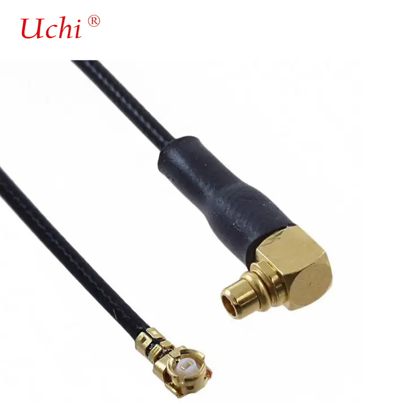 Low Loss 1.13mm Kabel Sudut Kanan MMCX Male Untuk MHF1 UFL Kabel Majelis