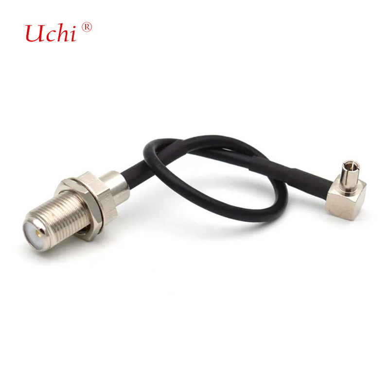 CRC9JW/FK Kabel Sambungan Koaksial Frekuensi Tinggi RG174 CRC9 Pria Bent F Wanita 15CM Kabel RF Semua Tembaga